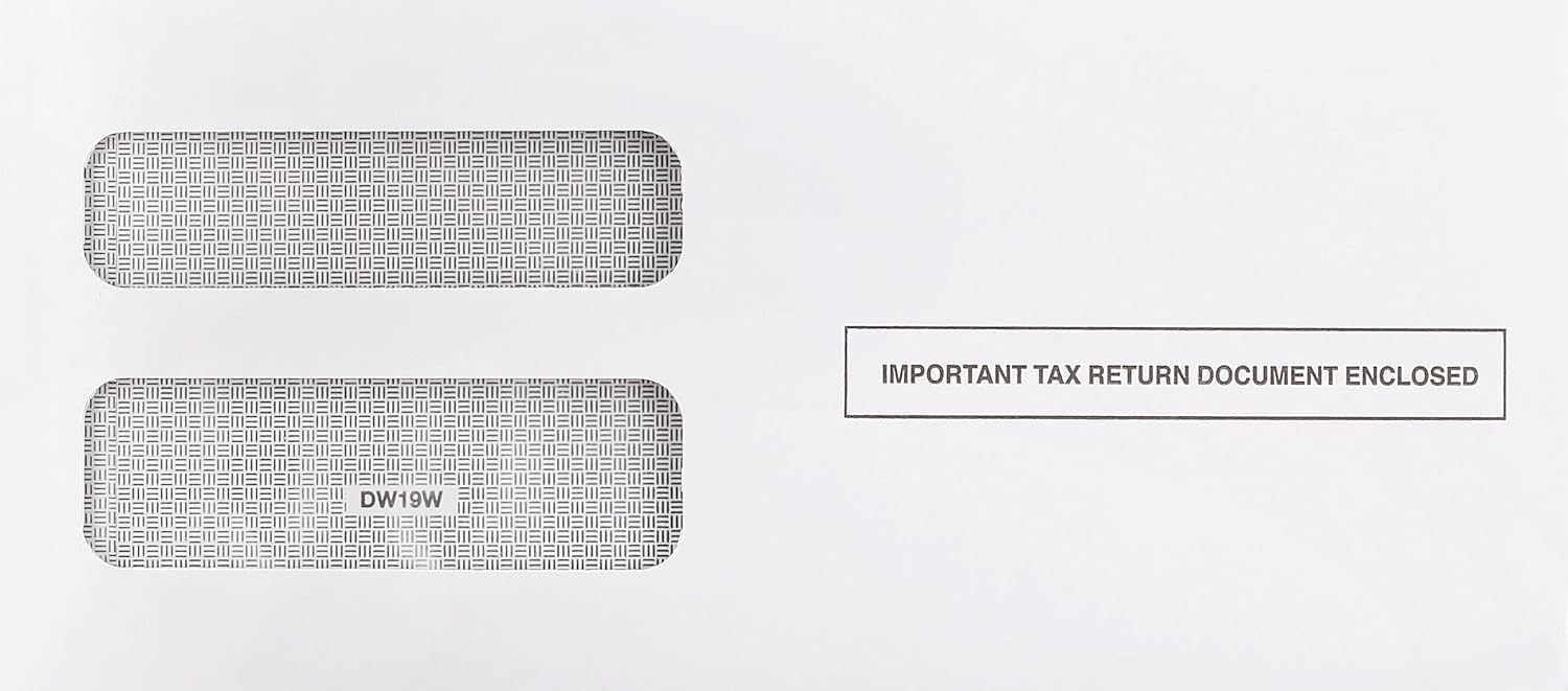 500 1099 NEC Envelopes 2025 Self Seal, Designed for 3 UP 1099 NEC Tax Forms, Double-Window, Security Tinted, 3 13/16’’ x 8 7/8’’, Box of 500 1099 Envelopes