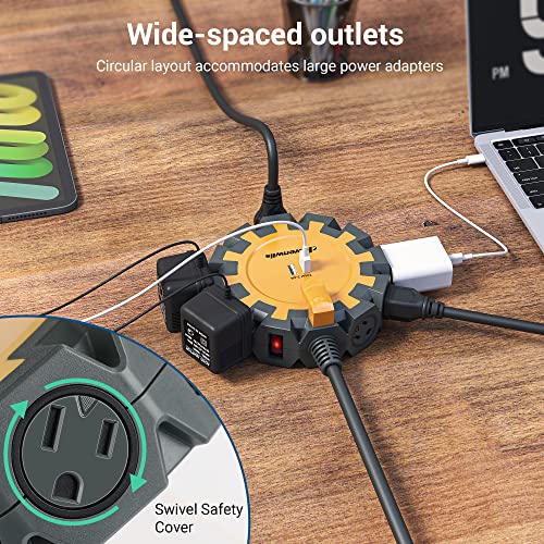 Dewenwils 10-Outlet Power Strip With 2-Usb Ports, 15Ft Heavy Duty Power Strip, Industrial Power Strip For Garage, Workshop,15A Circuit Breaker, Wall Mountable #TOP3