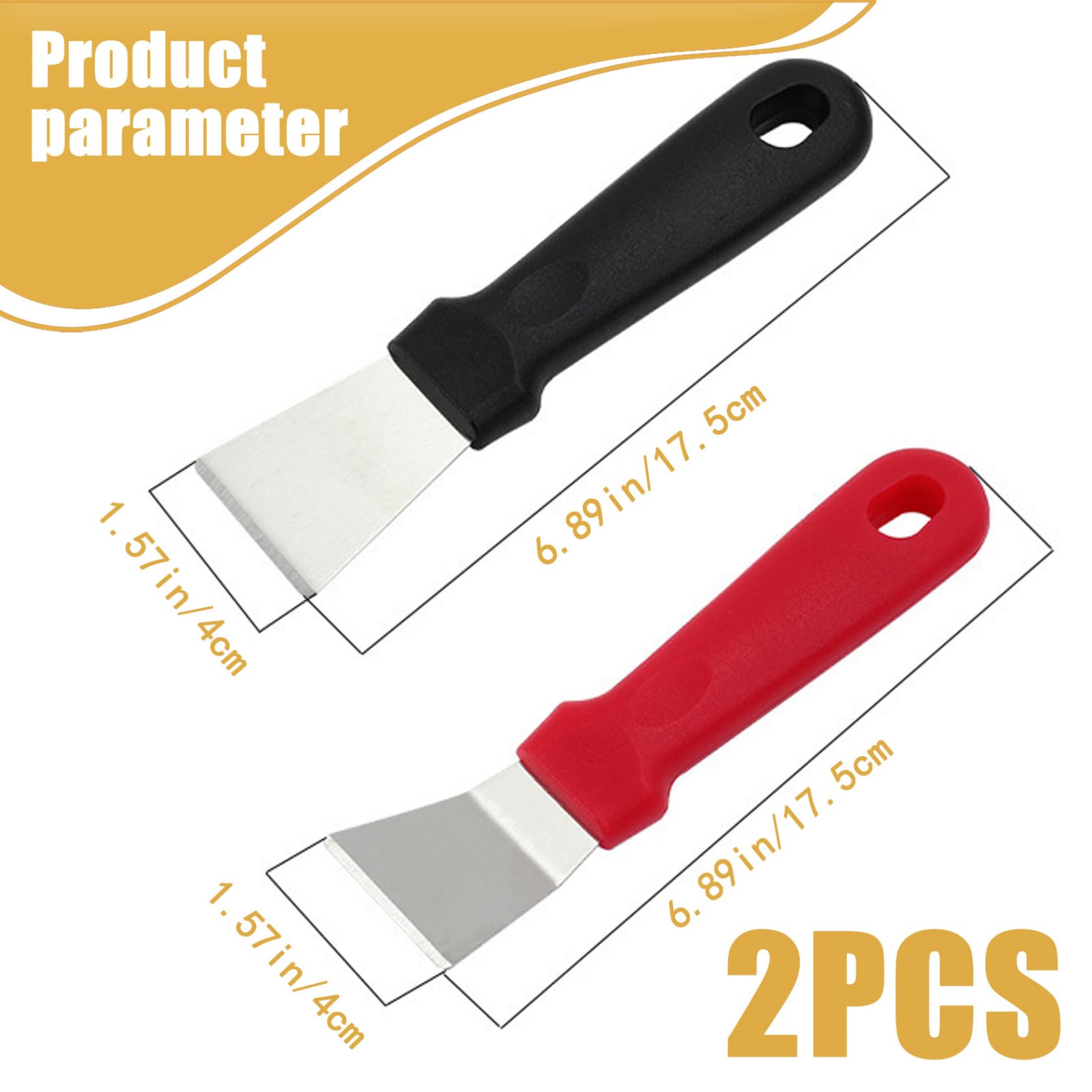 Raspador de Plancha, 2 Piezas, pequeño, Recto y Curvo, de Metal, espátula para Barbacoa al Aire Libre, Parrilla rígida, raspador de Limpieza, espátula, de Parrilla, Herramienta raspadora