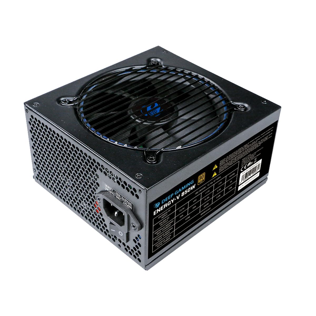 Deep Gaming Energy-V Zasilacz 850W 80 Plus Gold, złącze PCIe 5.0 600W, Full modułowy, ATX3.0, kable płaskie, cichy wentylator 120mm. Kolor czarny
