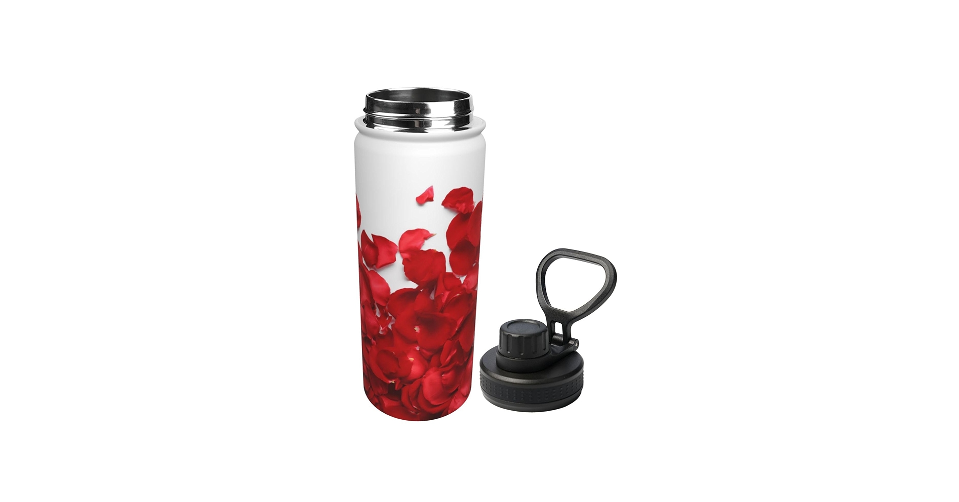 Amazon｜スポーツ水筒 赤いバラ 薔薇 花柄 スポーツボトル
