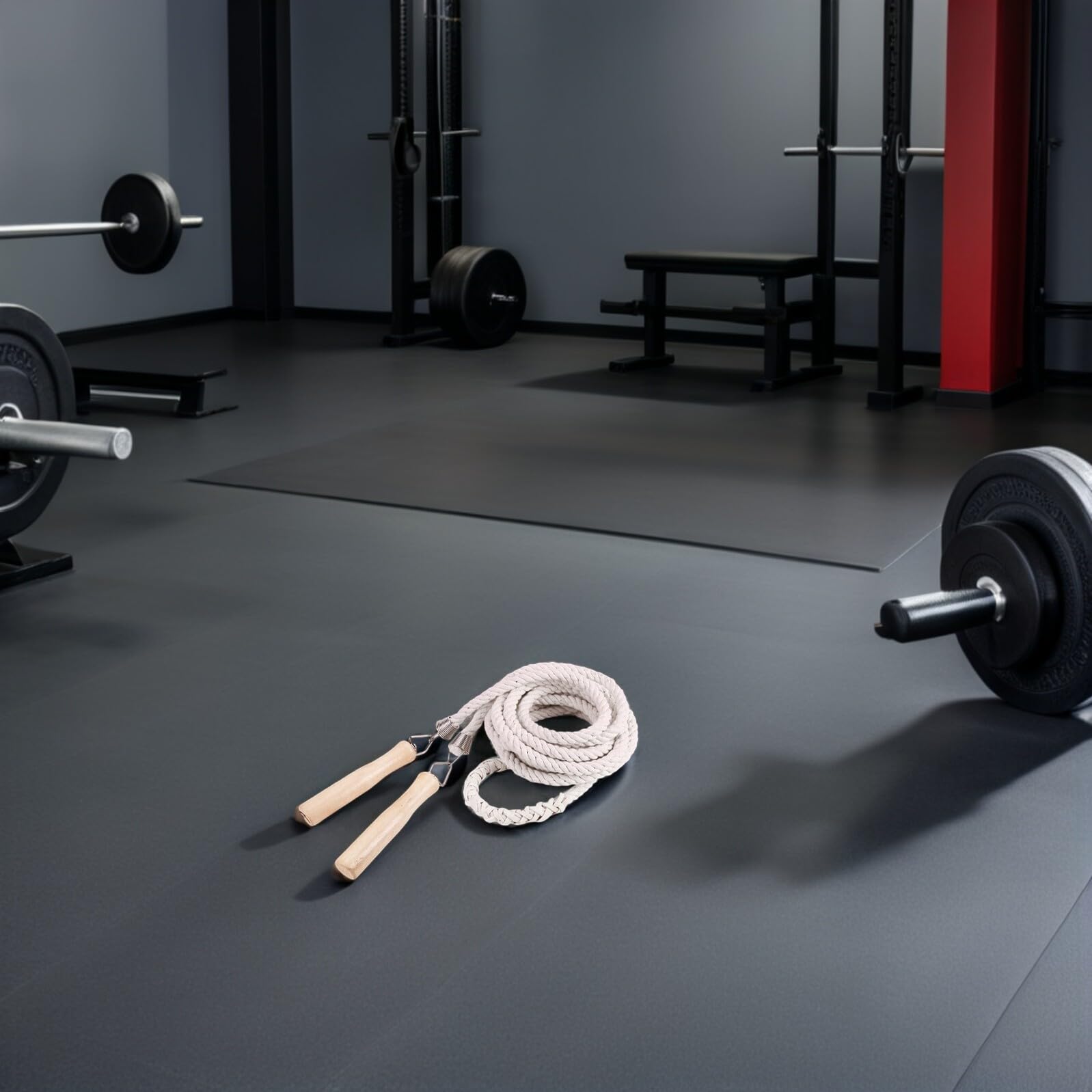 2 pièces Corde à Sauter Coton Tressé avec Poignée Bois Corde Fitness pour Garçon Fille et Adultes pour Exercices Groupe Plein Air et Activités Scolaires