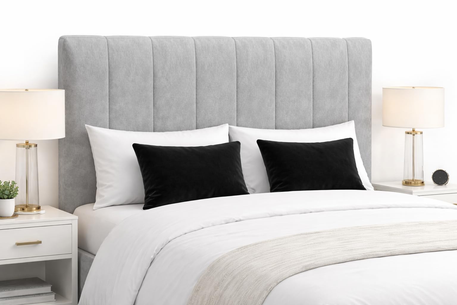 Spring Well Clarence Upholstered Headboard in Turin Fabric Height either 20'' 26" 30" (4ft 30" Height, Charcoal)