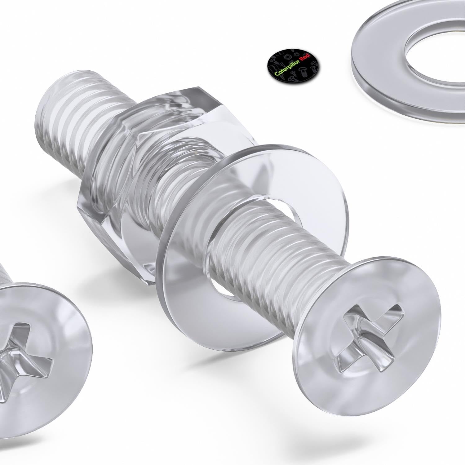 50 x Crosshead Countersunk Screws Nuts and Bolts, Transparent Clear Plastic Acrylic, M3 x 16mm - Acrylic Plastic Screws, (3/32 x 5/8 in)