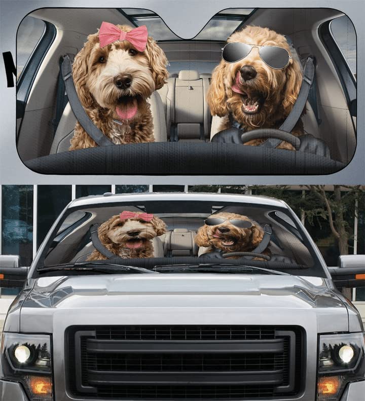 Couverture pare-brise voiture universelle taille L motif Goldendoodle