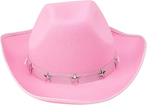 Miniatura 6 de Sombrero de vaquera de fieltro para mujeres y hombres, accesorios de disfraz (14.8 x 10.6 x 5.9 pulgadas)