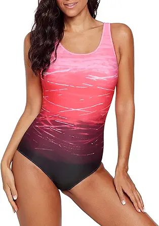 Aleumdr color block print one-piece swimsuit