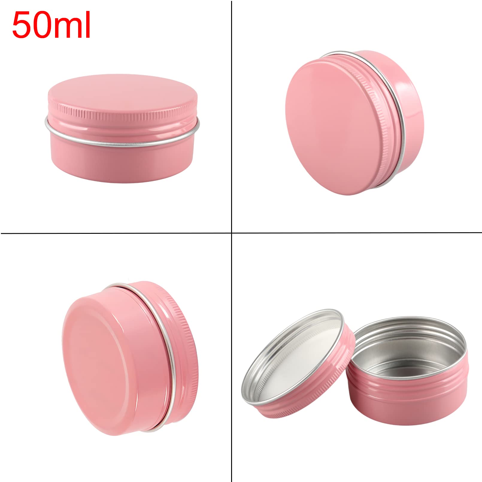 48 Pezzi Vasetti Alluminio, 50ml Rosa - D57mm x H28mm Barattoli di Alluminio, Rotonda Scatola Alluminio, Vasetti Vuoto Metallo Contenitore per Candela Crema Cosmetici Viaggio