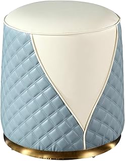Foot Stool, Footrest Small Ottoman Stool with Metal Base, Modern Vanity Stool Footstools Small Step Stool Ottoman for Couch, Desk, Office, Living Room, D(Size:Small Size,Color:Light Blue rou