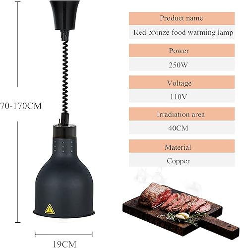 Miniatura 15 de JIAWANSHUN Lámpara de calor de alimentos de 7.480 in Calentador de alimentos Lámpara calentador de alimentos 250 W Bombilla comercial Calentador