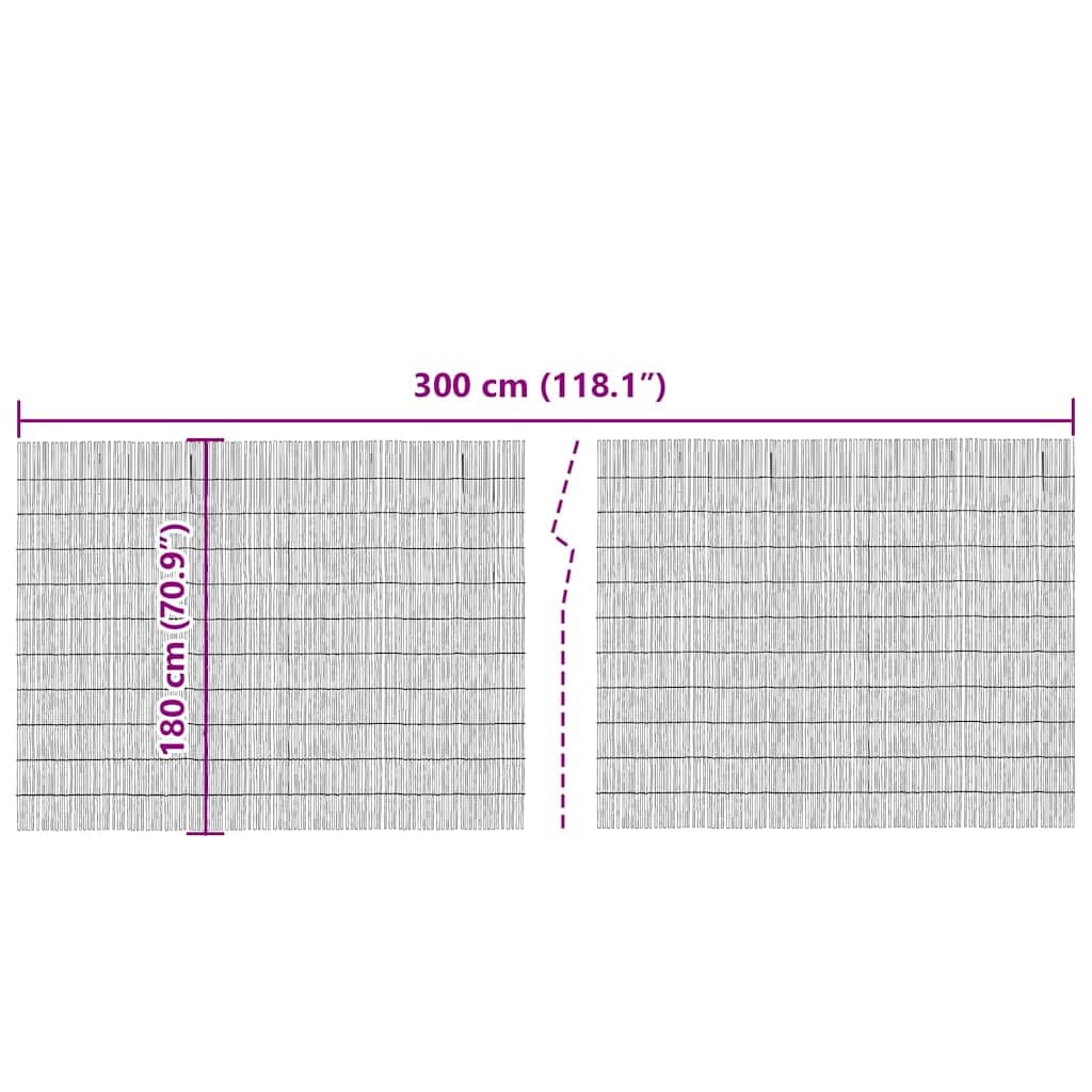 Ogrodzenie trzcinowe, ochrona przed spojrzeniami, 300 x 180 cm, naturalne, składane ogrodzenie ogrodowe z trzciny, na taras, balkon, przyjazne dla środowiska i trwałe