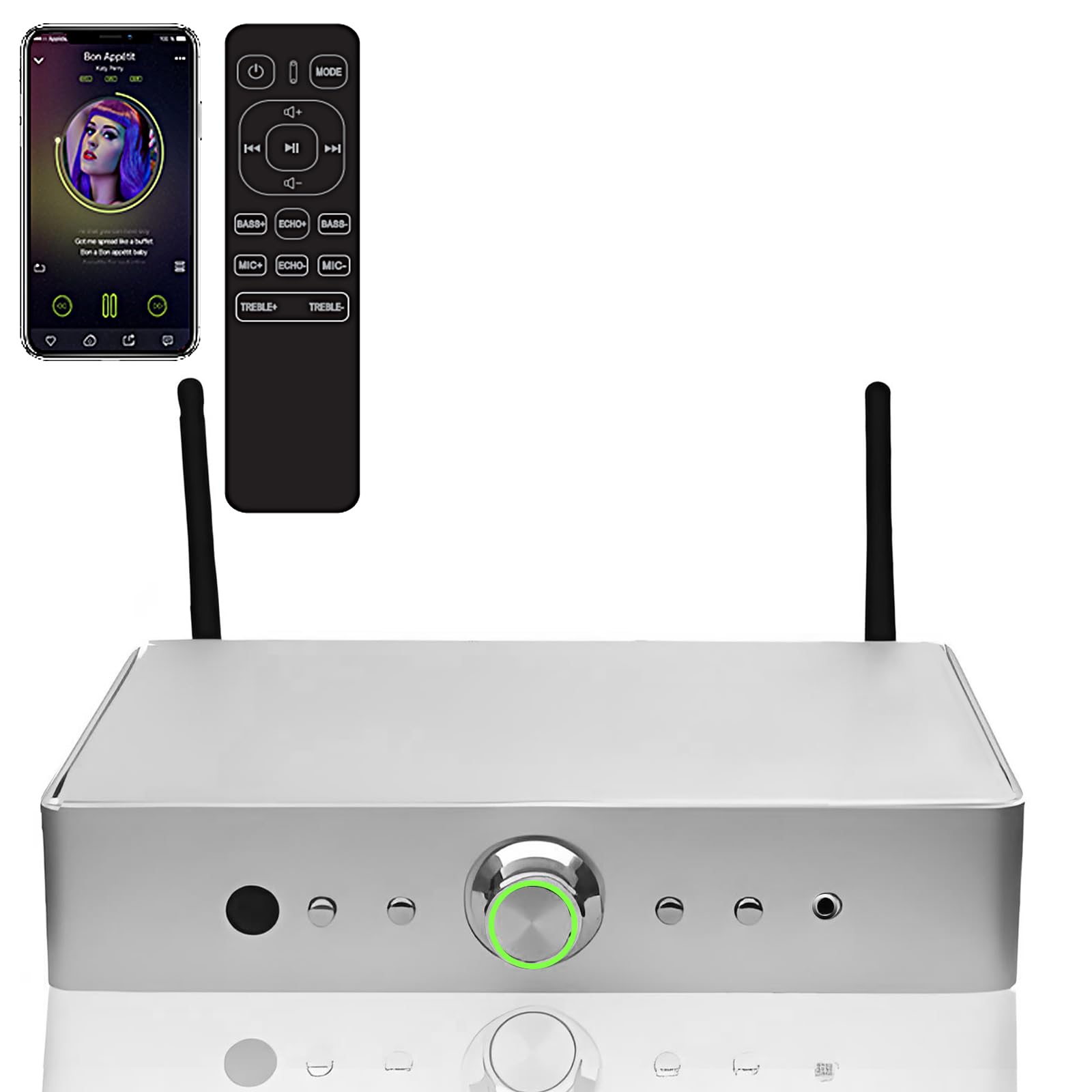 ODISON WA80 Premium Wireless Streaming Amplifier - 2-Ch HiFi Stereo Receiver (60W×2) with Sub Out, ESS9023 DAC, Dual-Band WiFi, 10-Band EQ, Roon Ready/Google Cast Compatible (Silvery)