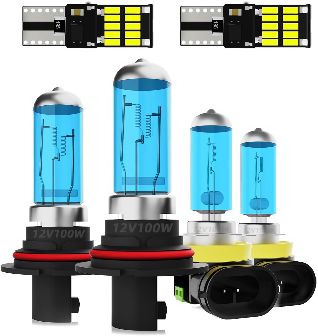 Headlight Bulbs Fit For Nissan Pathfinder 2005-2012,9007 High Low Dual Beam + H11 Fog Lights Halogen Light Bulb + License Plate Light Combo,5500k White,Plug-N-Play,Pack of 6