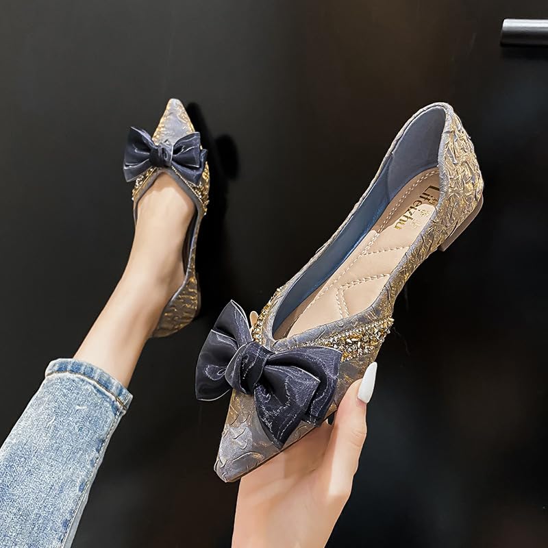 Foldable Flats Shoes for Women Closed Pointed Toe Dressy Wedding Flats, Women's Comfortable Walking Shoes2