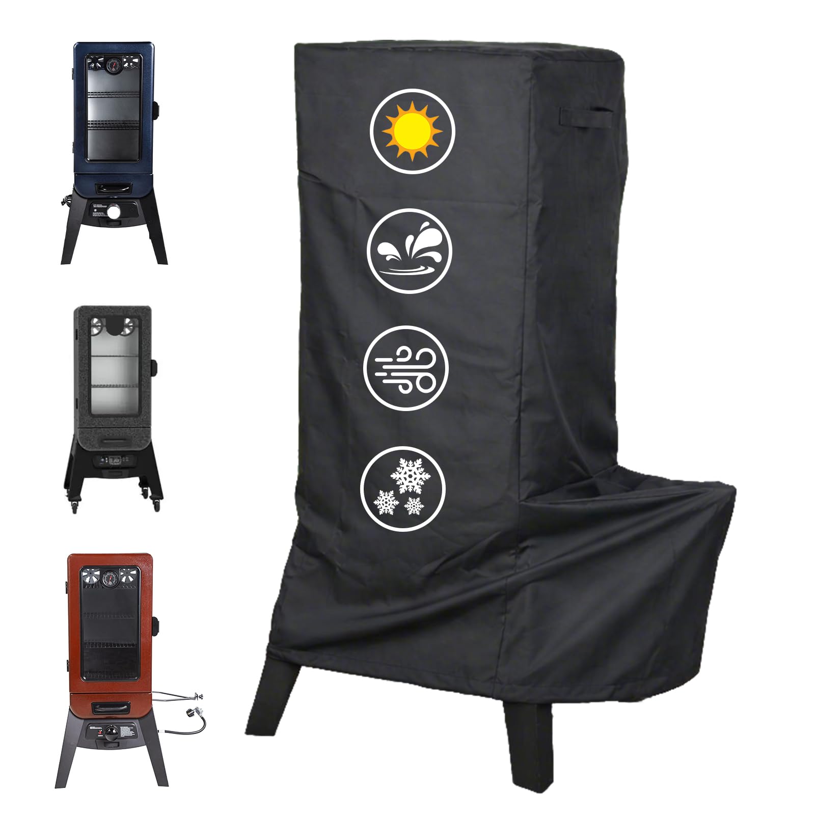 Utheer Grill Cover for Pit Boss 3-Series Gas Vertical Smoker, Upgraded Full-Length Heavy Duty 600D Waterproof Anti-UV Cover for Pit Boss PBV3G1/PBV3A1/10947, Double-Stitched Tear-Resistant Seams