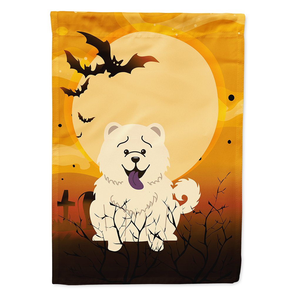 Chow Chow Blanc Drapeau Halloween pour Décoration de Jardin et Entrée de Maison
