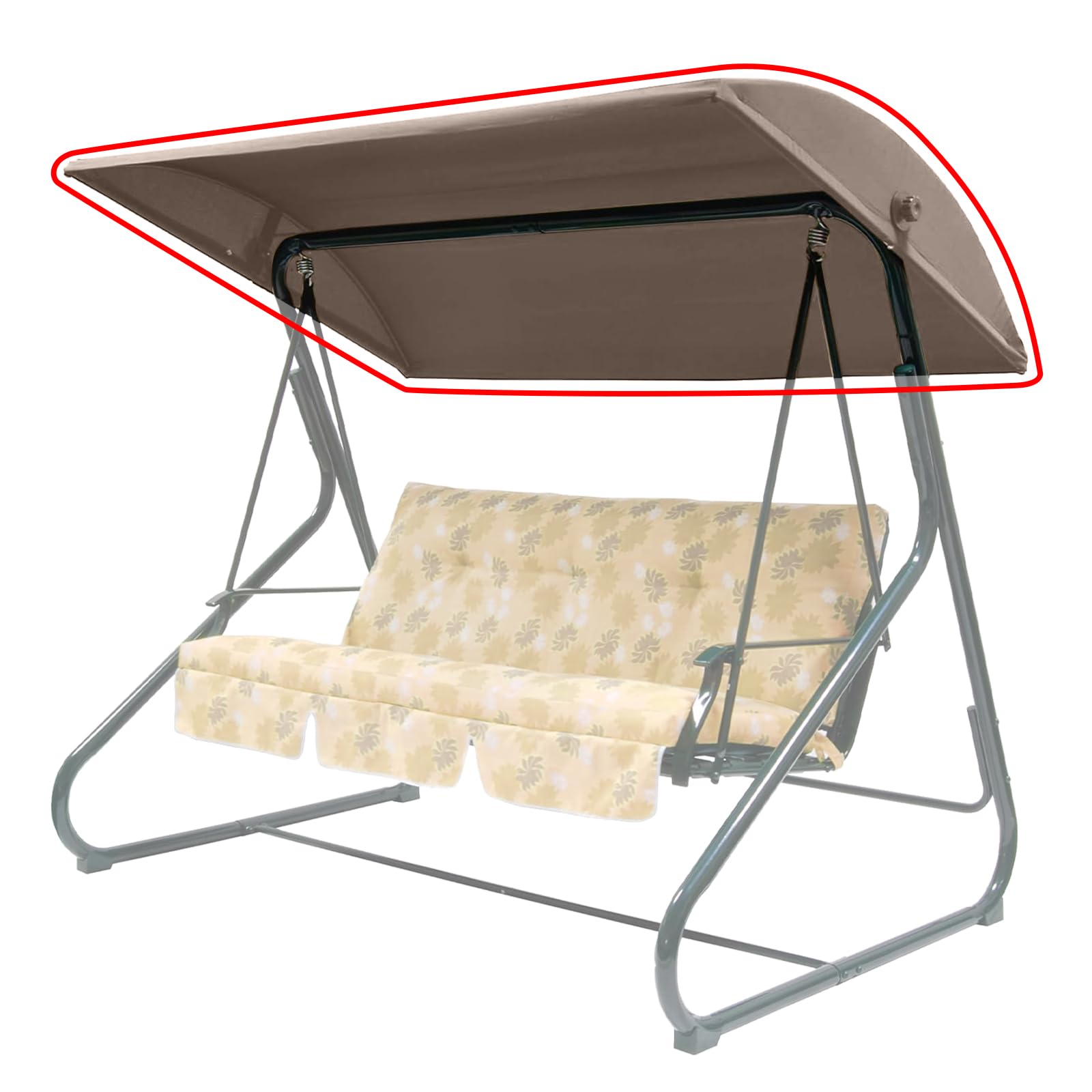 WingFly Replacement B&Q Colorado 3 Seater Garden Swing Hammock Canopy Top Cover Only, For Swing Garden Hammock Upgrade (204 X 117CM Coffee)