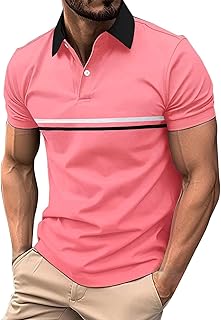 Polo para hombre, con solapa y botones, manga corta, para verano, casual, clásico, a rayas, delgado, para trabajo, golf, para hombre