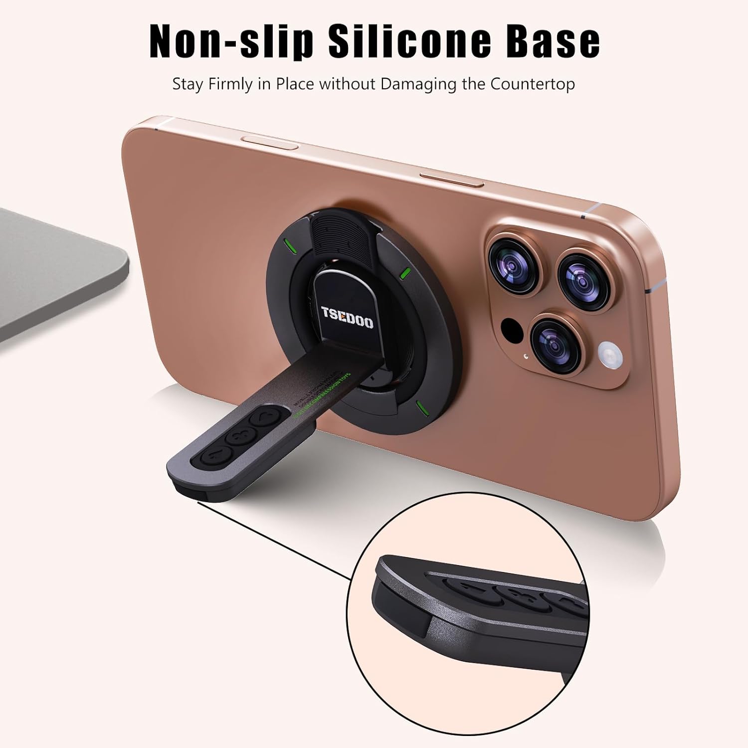3-in-1 Magnetic Phone Grip Stand with 360° Roration Angle Adjustment, Silicone Finger Ring & Fidget Toy Design, Gym Dual-Sided Magnetic Phone Kickstand for All Phones - Image 4