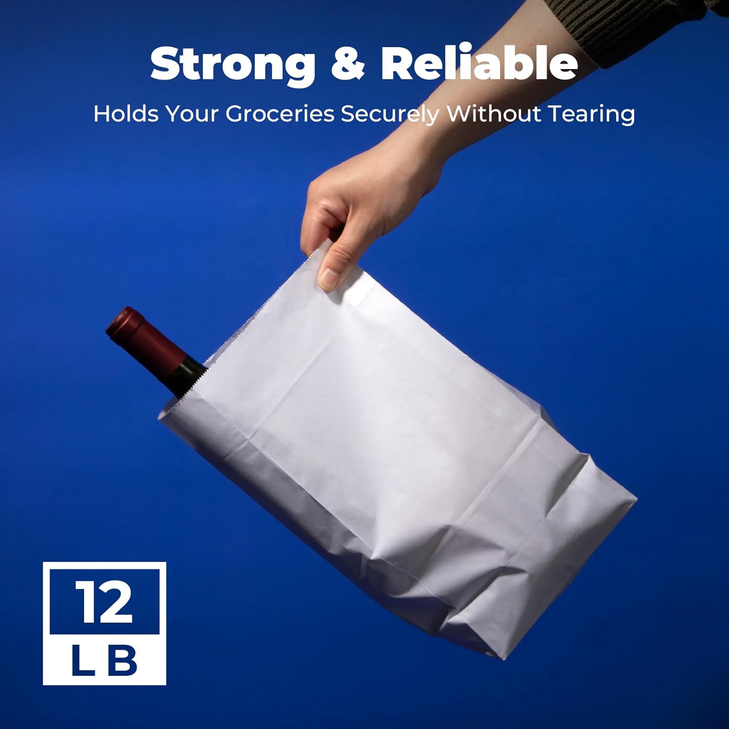 Fit Meal Prep 150 Pack 12 lb White Paper Lunch Bags, 13 x 7 x 4.5" Durable Paper Bags Bulk for Packing, Delivery, Take Out, Grocery, Retail Shopping, Premium Sack for Snacks, Bakery - Image 4