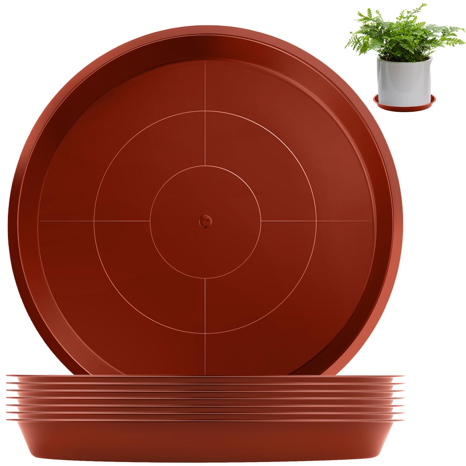 Sturiz 8 Pcs Plant Pot Saucers 16cm Red Plant Trays for Pots Large Plant Saucers Heavy Duty Plant Tray Plastic Drip Trays for Plant Pots Indoor/Outdoor Garden Horticulture Hydroponics Household