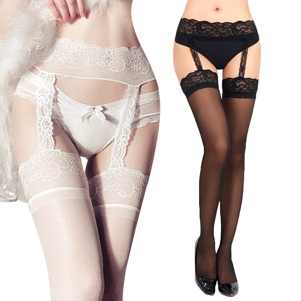 Calze A Rete Donna Sexy | Vita Alta Per Reggicalze - Taglia Unica In Poliammide Ed Elastan - Foto 5