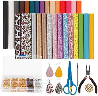 30 Pieces Leather Earring Making Kit Includes 5 Styles Faux Leather Sheets