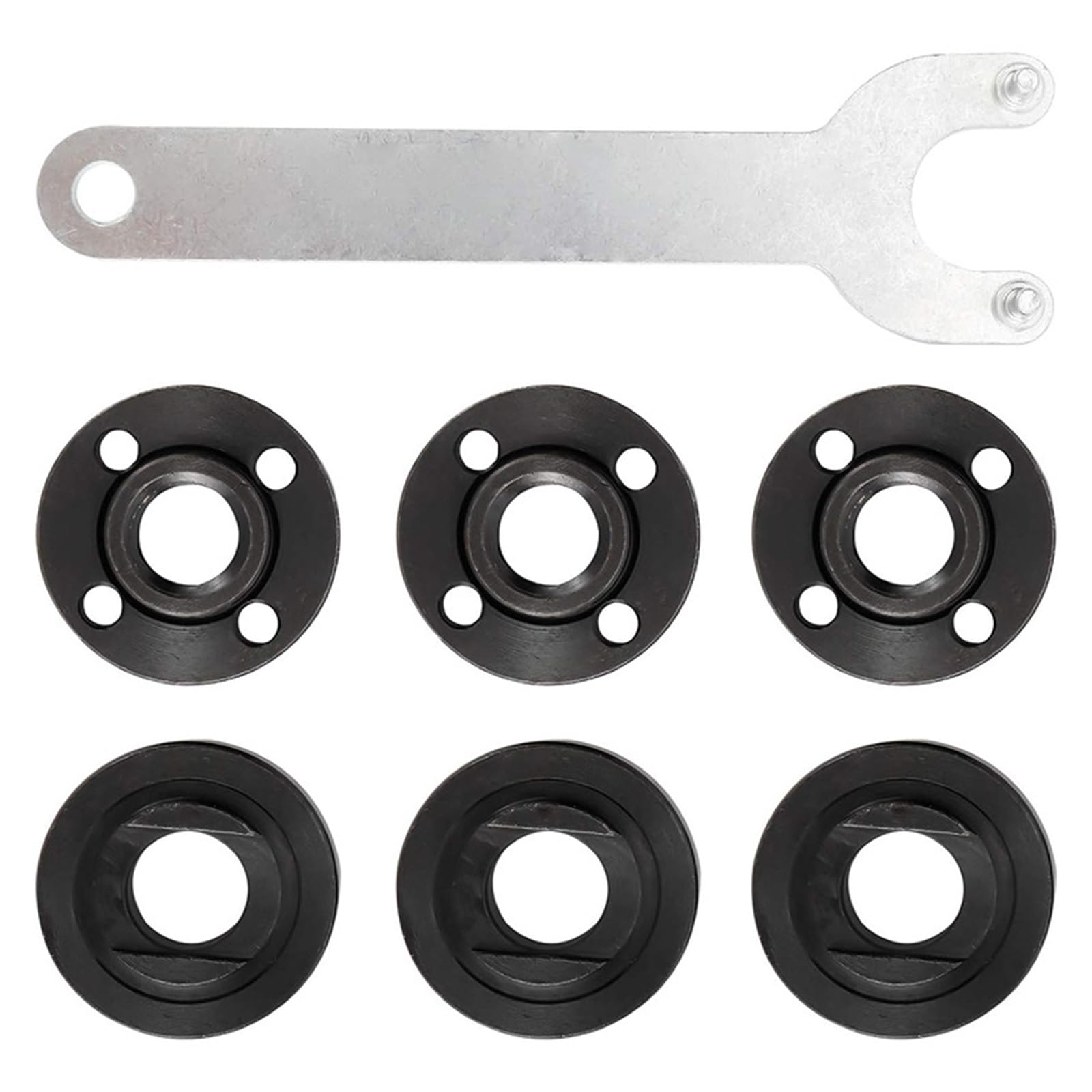 7Pieces Angled Grinder Nut and Alloy Steel Flange Wrench Kits 5/8-11 Thread Metal Set Extended Durability Angled Grinder Replacement Nut