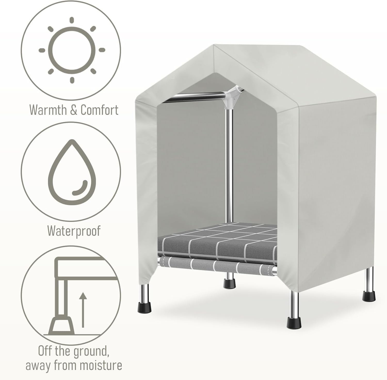 Elevated Dog House with Soft Cushion Insert - Comfortable Pet Home with Elevated Design, Sturdy Dog Shelter for Indoor/Outdoor Use,Perfect for Pets (Small)