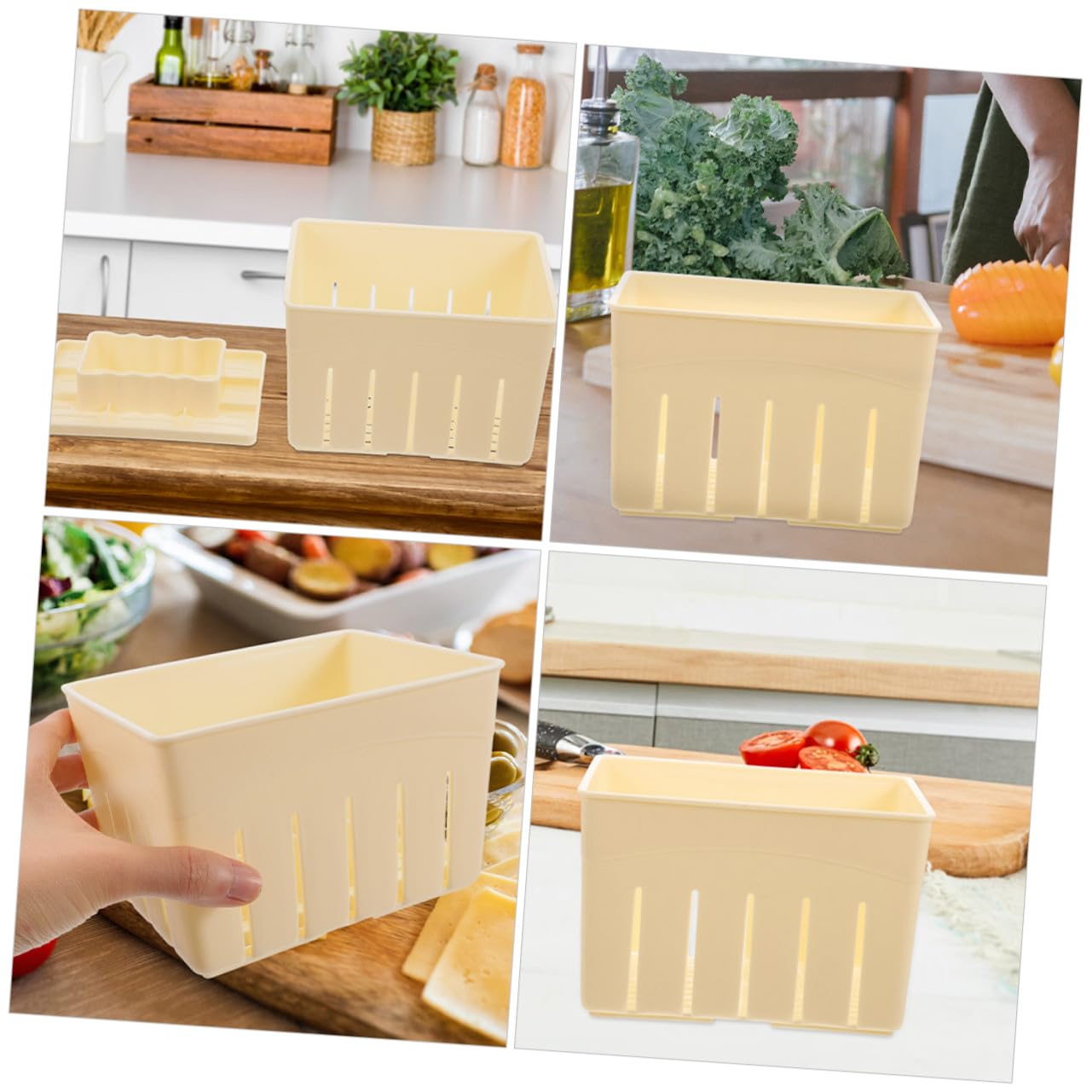 Stampo per Pressa per Formaggio e Tofu 4 Pezzi 140x105x95 Mm Plastica Resistente