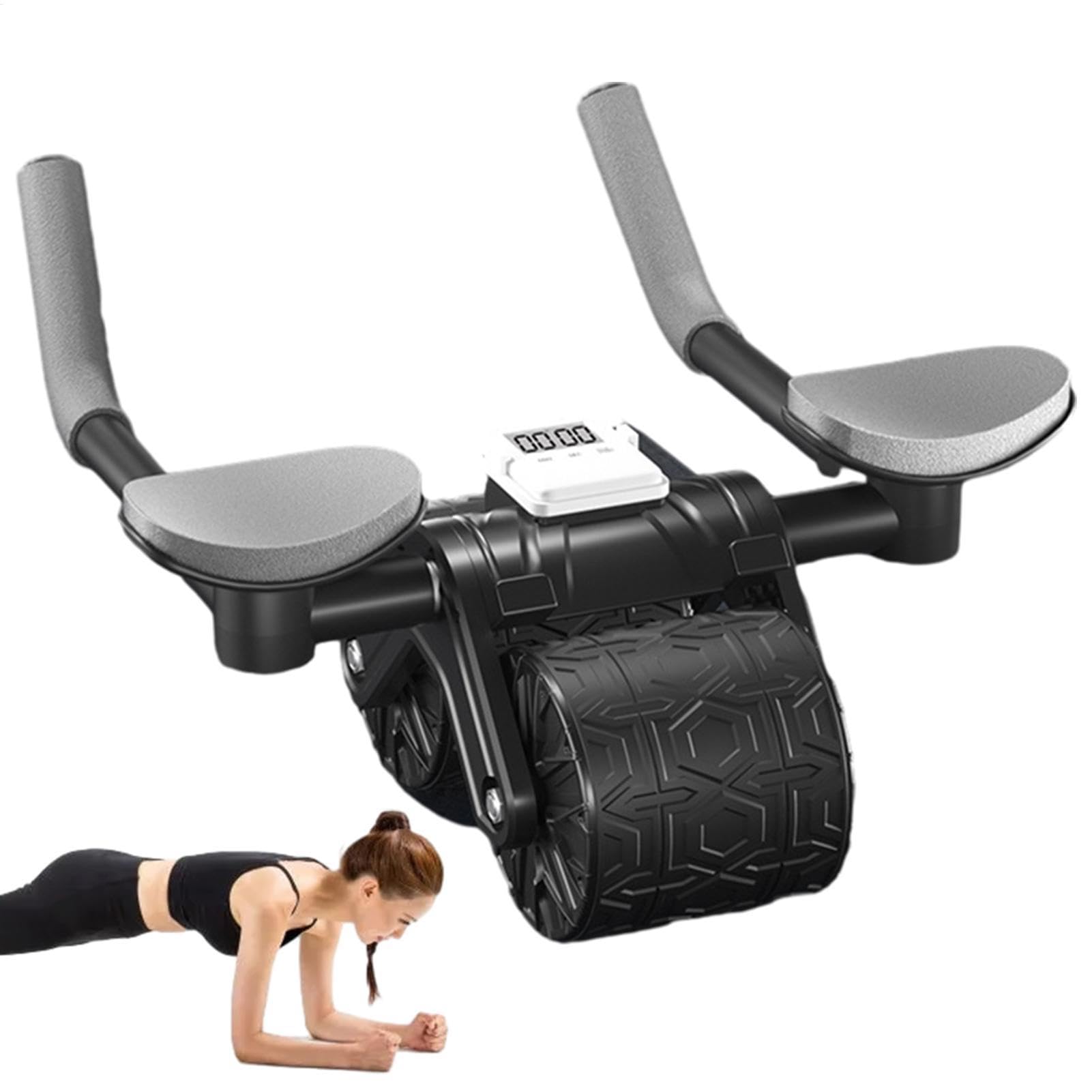 Rueda abdominal de rebote automático, rodillo AB - Rueda abdominal antideslizante con reposabrazos, rodillo de entrenamiento de núcleo abdominal estable, ruedas AB de ejercicio para entrenamiento