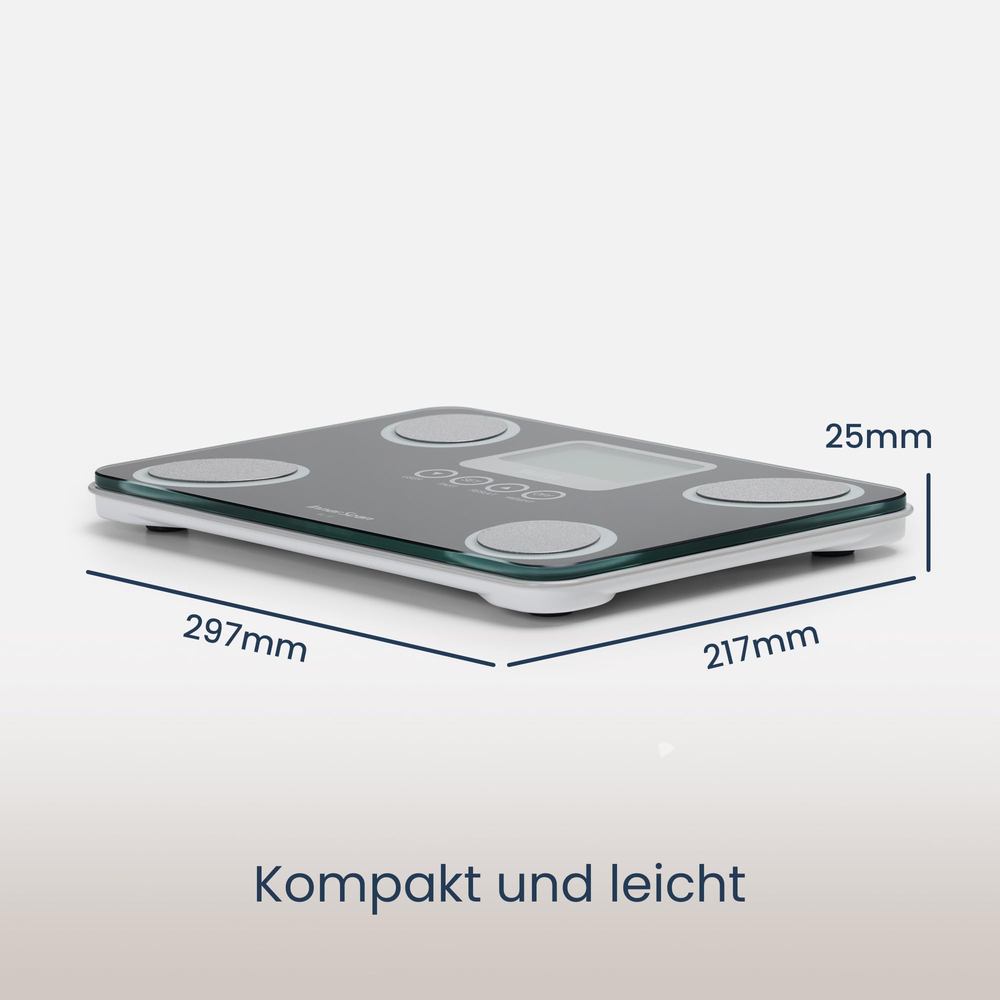 TANITA BC-731 Kompakte Innerscan-Körperanalysewaage aus Glas Gut Ablesbares LCD-Display 10 Messungen Schwarz