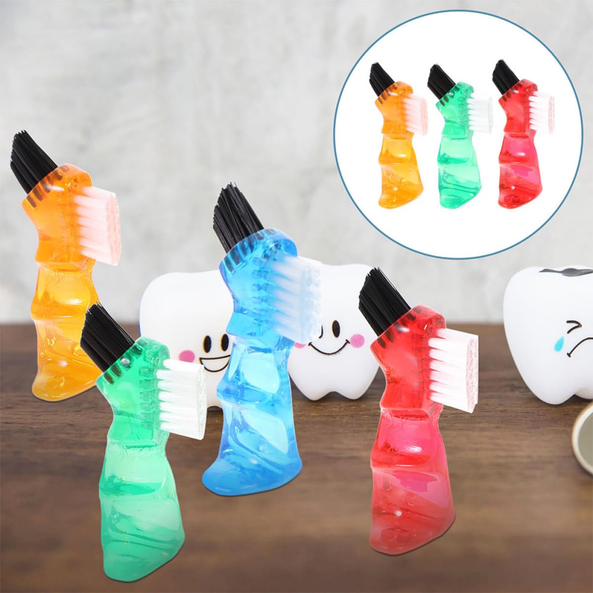 Veemoon Data [ Spazzolino Da Denti Per Dentiere 3 Pezzi Mini Portatile Setole Fini Resistente Per Pulizia Multifunzionale Protesi Dentaria Personale Uso Domestico