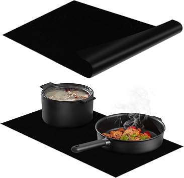 KitchenRaku 20.8x24 inch Large Induction Cooktop Protector Mat heat-resistant up to 572F 300C, Electric Magnetic Stove Burner Covers Antiscratch as Glass Top Stove Cover or Electric Stove Top