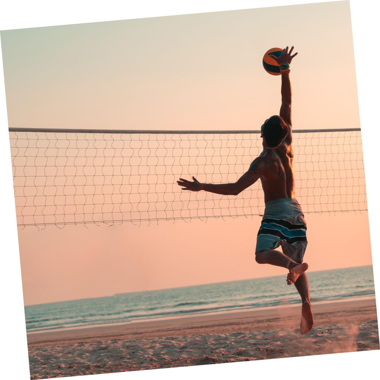 Healeved Filet de Beach-Volley Professionnel résistant aux intempéries, Filet de Volley-Ball Standard pour entraînement et compétition, Portable et léger pour Sports de Plein air