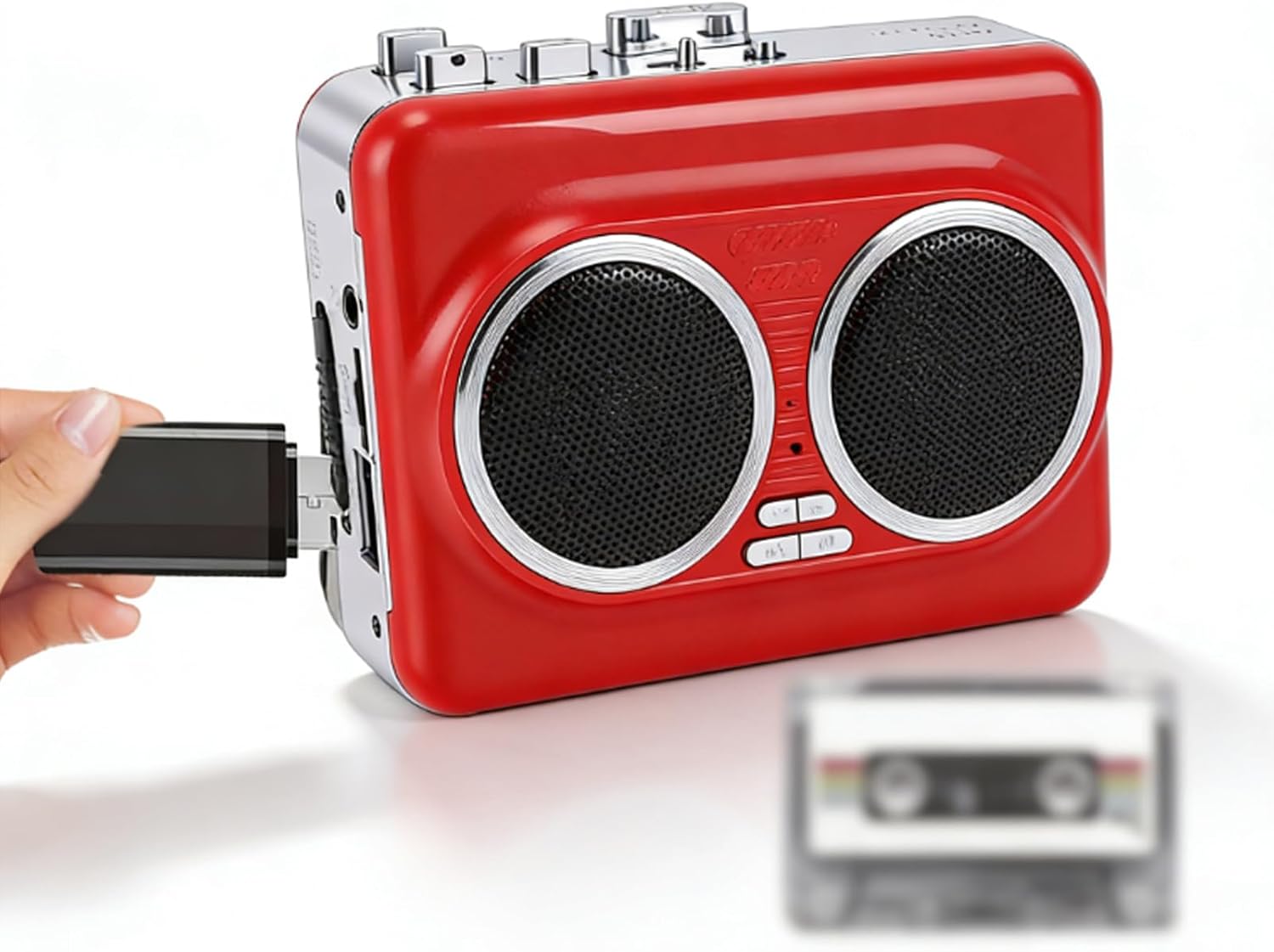 LICAEVEY Cassette to MP3 Converter, Portable Tape Player with Built in Dual Speakers, USB Direct Recording 3.5mm Headphone Jack, AUX Input Battery for Digitizing Memories