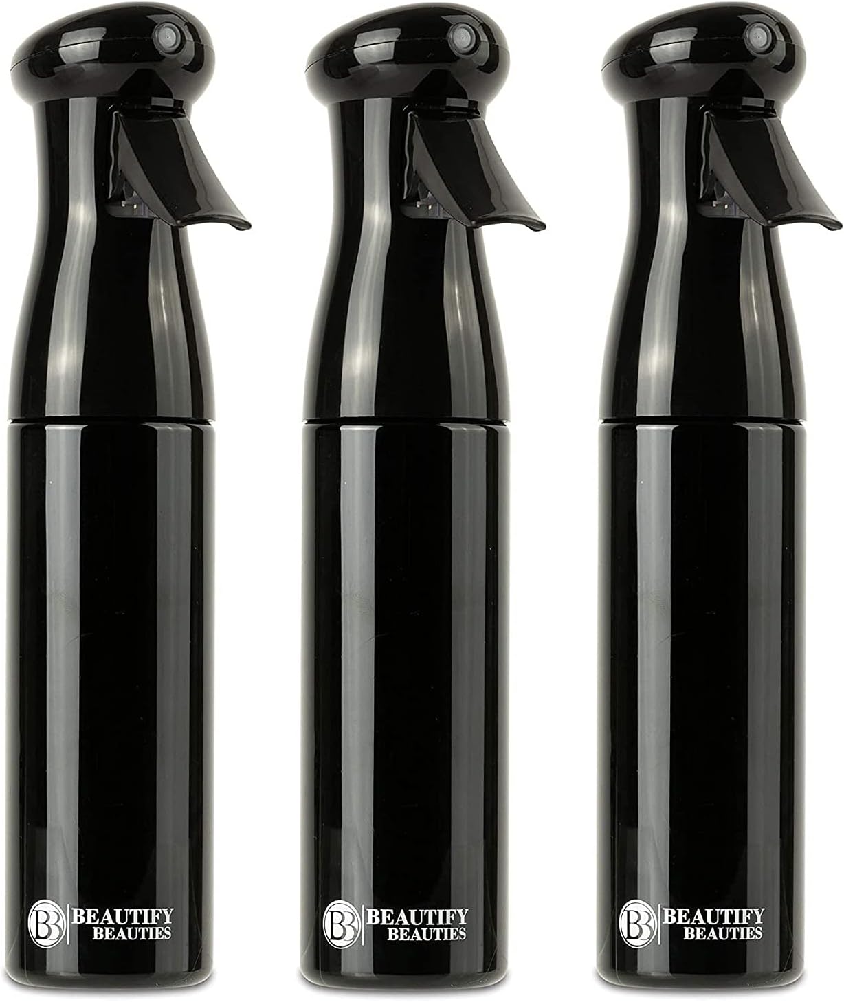 BeautifyBeauties Hair Spray Bottle (10oz) – 360 Ultra Fine Water Mister for Cleaning, Hairstyling, Plants, Misting & Skin Care – Continuous Aerosol Free Trigger Mist Sprayer Bottle (Black) (3)
