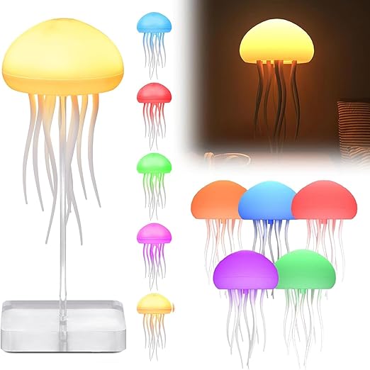 LED Jellyfish Lamp RGB Gradient Jelly Fish Light Lamp Voice Control ...
