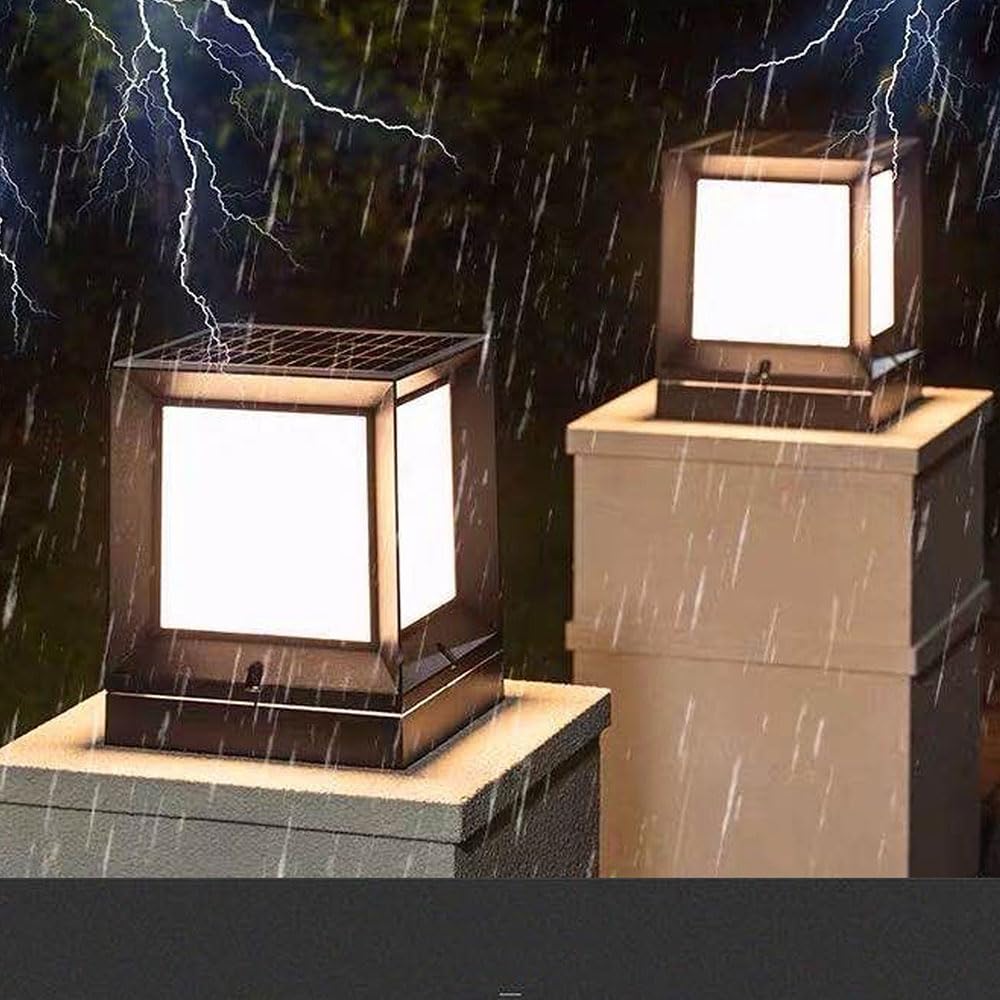 Zewnętrzna lampa słupkowa z czujnikiem zmierzchu do świtu, wodoodporna lampa słupkowa z odlewu aluminiowego do podjazdu, ogrodzenia, bramy willi, wejścia, korytarza, czarna