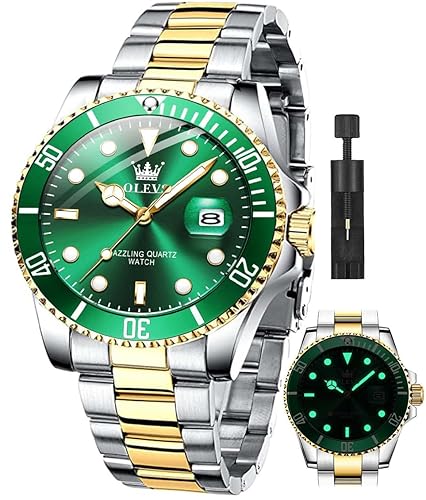 Relojes de lujo OLEVS para hombres, reloj de cuarzo analógico de vestir de acero inoxidable de cara grande para negocios