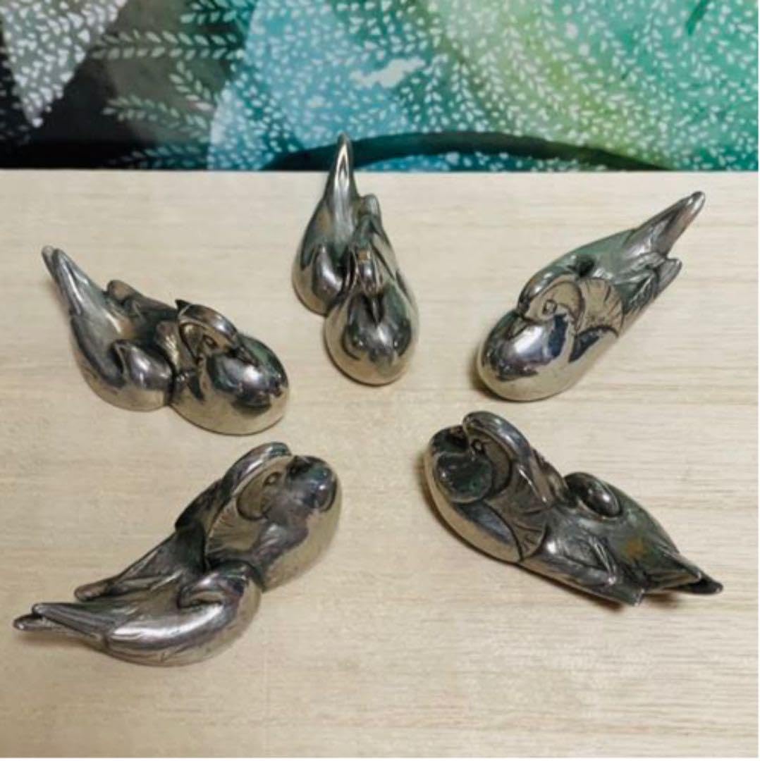 Amazon.co.jp: アンティーク細密彫 本錫製 鴛鴦 箸置き五客 セット