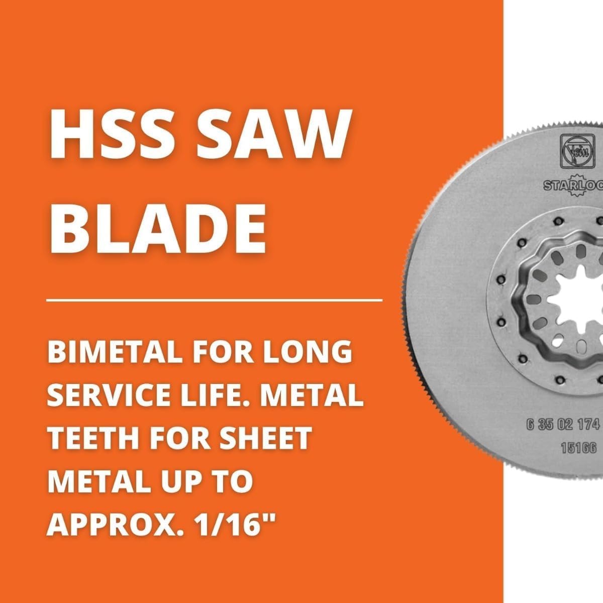 FEIN Bi-Metall HSS-Sägeblatt Ø 85 mm, Ve. 1 St., Aufnahme Starlock, mit Metall-Verzahnung für Blech bis ca. 1 mm. Durch Kreisform gute Wirtschaftlichkeit.