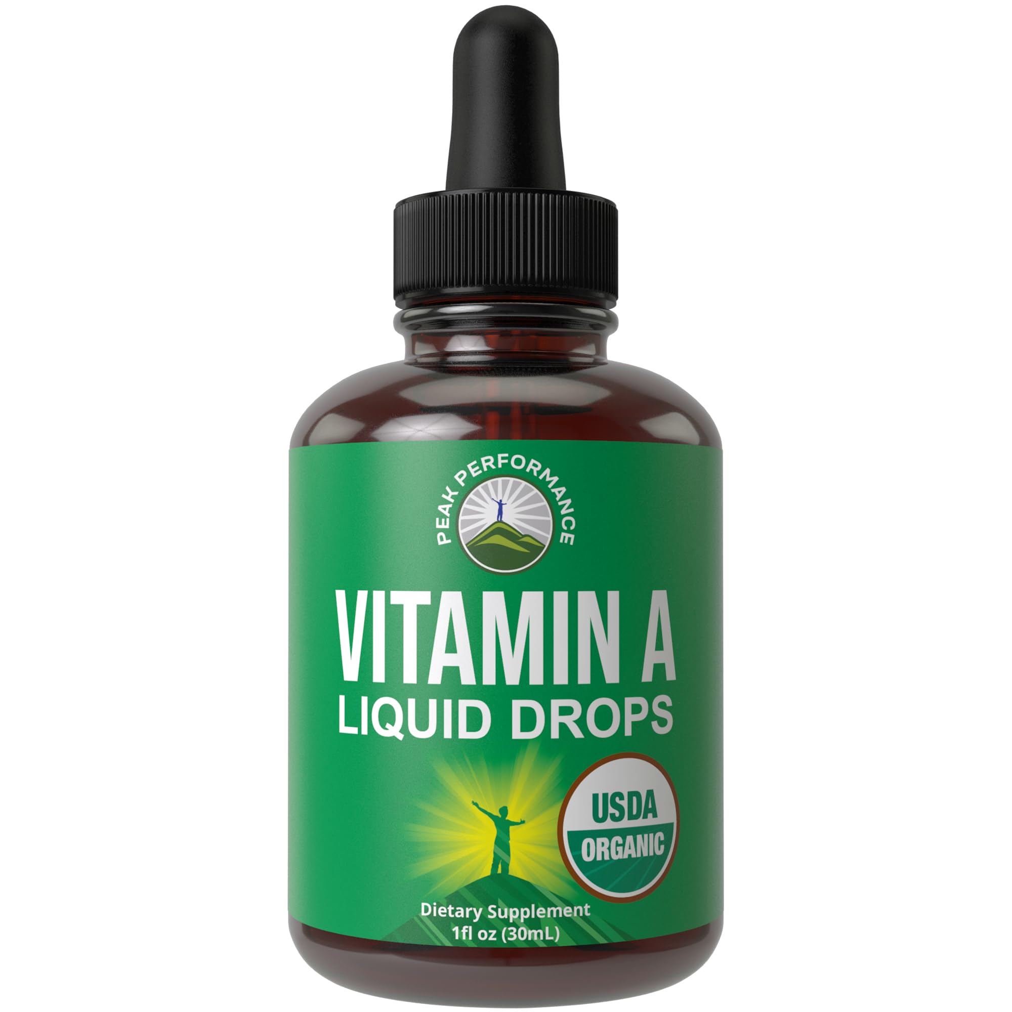 USDA Organic Vitamin A Liquid Drops Supplement. Vegan High Bioavailability