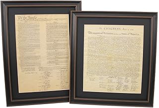 Framed Constitution & Declaration of Independence Set; Standard Size : Replica Historical Documents. Handmade in USA