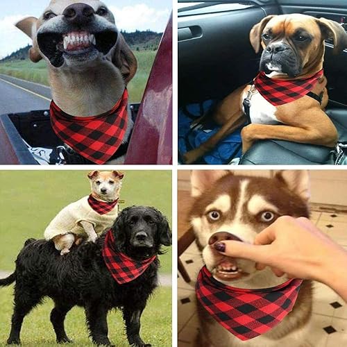 Miniatura 7 de Pañuelos para perros  2 pañuelos clásicos triangulares a cuadros para perros, pajarita, juego de pañuelos lavables para perros pequeños y medianos,