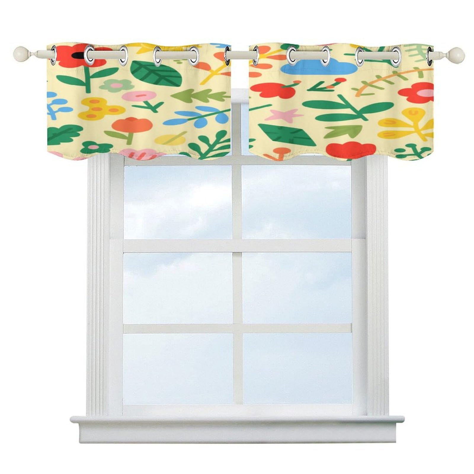 Fekiloot Style Irregular Pattern Short Curtains Valance Curtain