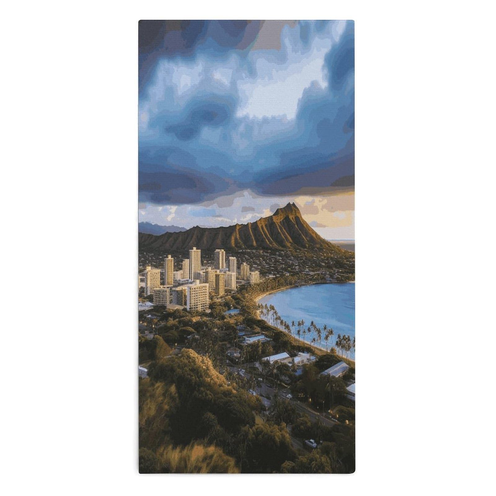 Btcowzrv Style Hawaii Skyline Diamond Head Volcano Bath Towel Beach Towels Shower Towel