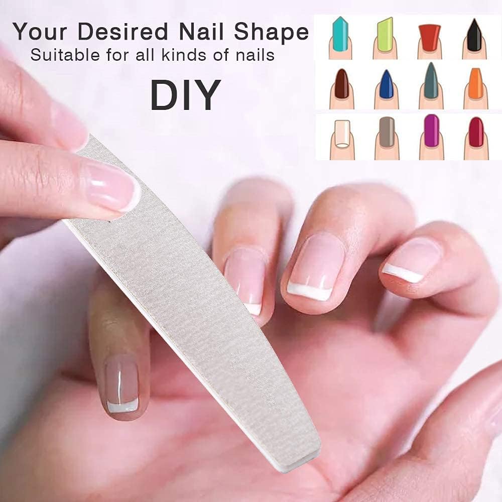 25PCS Nail Files Nail Shaper Professional Nail File Set, Curved Fingernail Files Strips Board, 100/180 Grit Double-Sided Emery Manicure Tools for Home and Salon Use (halfmoon, 25, count) 2