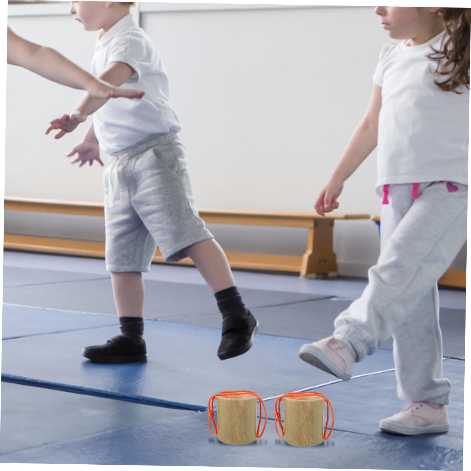 Zancos de Bambú para Entrenamiento Sensorial Tamaño Grande sin Imperfecciones, Juguete Interactivo para Niños y Adultos, Equipo de Equilibrio para Interiores y Color Aleatorio