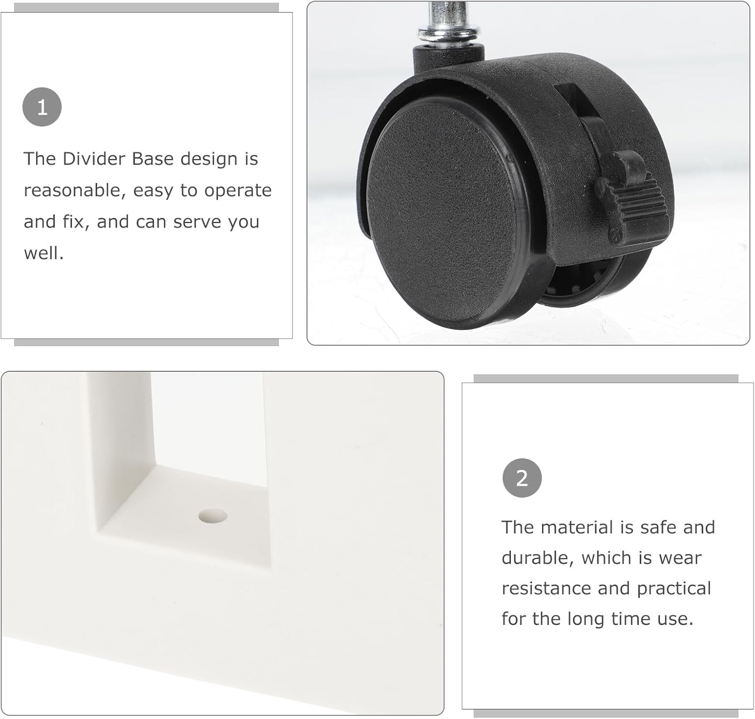 Ciieeo 2pcs Screen Base Room Divider Stand Feet Freestanding Room Divider Screen Holder Wheel Thickened Divider Base Feet Stand Furniture Plastic White Office Partition Folder